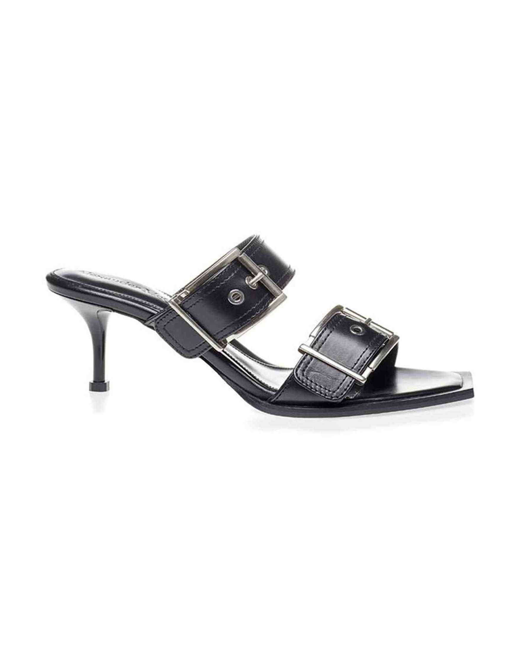 Alexander Mcqueen Elevate Your Steps In Timeless Leather Black Sandals Glam Steals