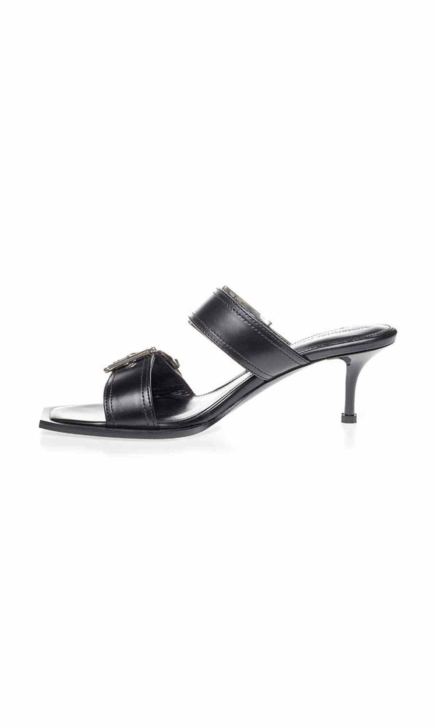 Alexander Mcqueen Elevate Your Steps In Timeless Leather Black Sandals Glam Steals