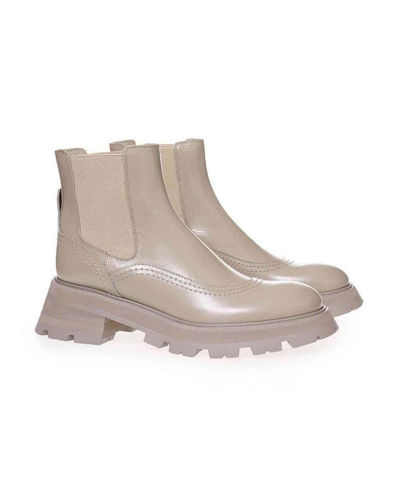 Alexander Mcqueen Gray Leather Chic Boots For Elegant Steps Boots