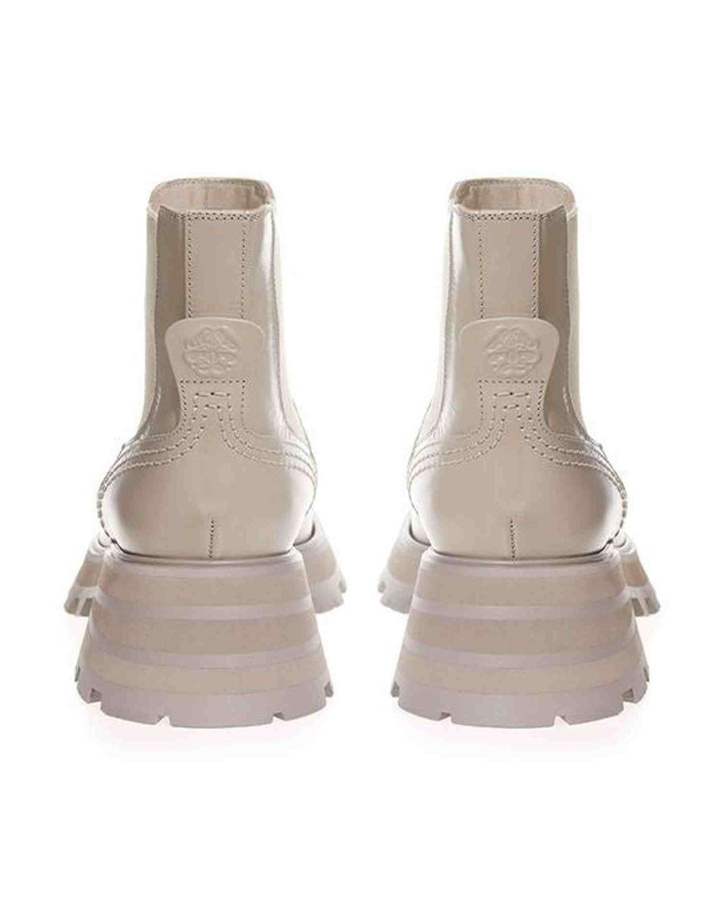 Alexander Mcqueen Gray Leather Chic Boots For Elegant Steps Boots