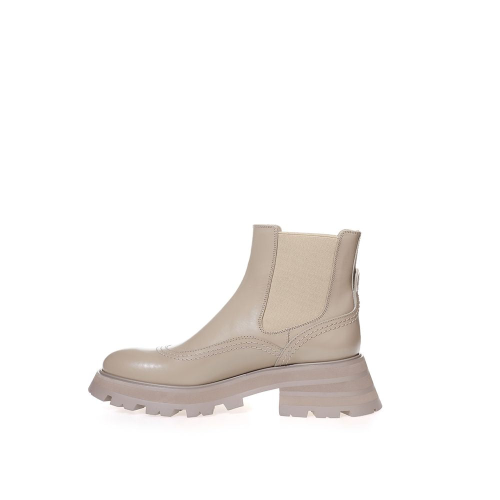 Alexander Mcqueen Gray Leather Chic Boots For Elegant Steps Glam Steals