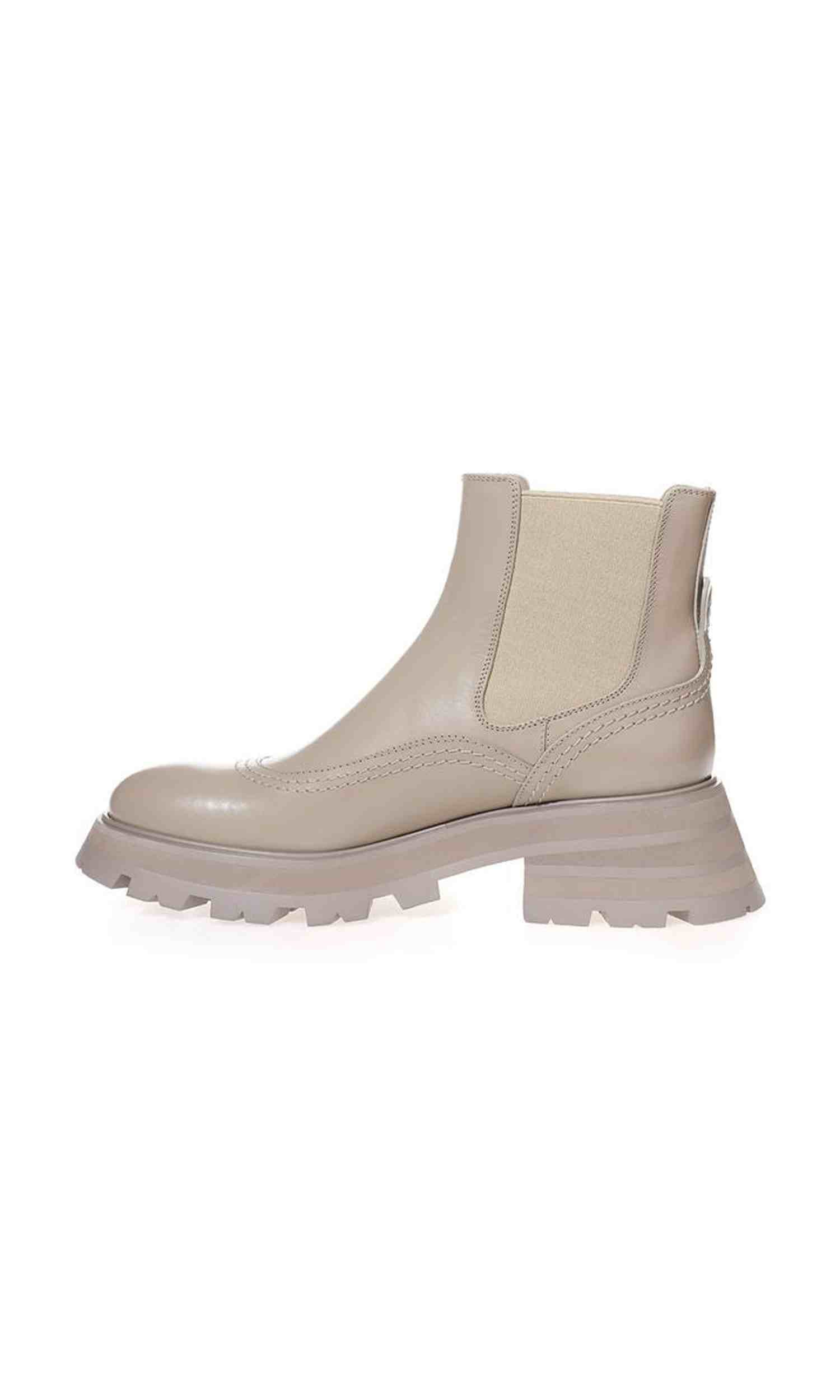 Alexander Mcqueen Gray Leather Chic Boots For Elegant Steps Glam Steals