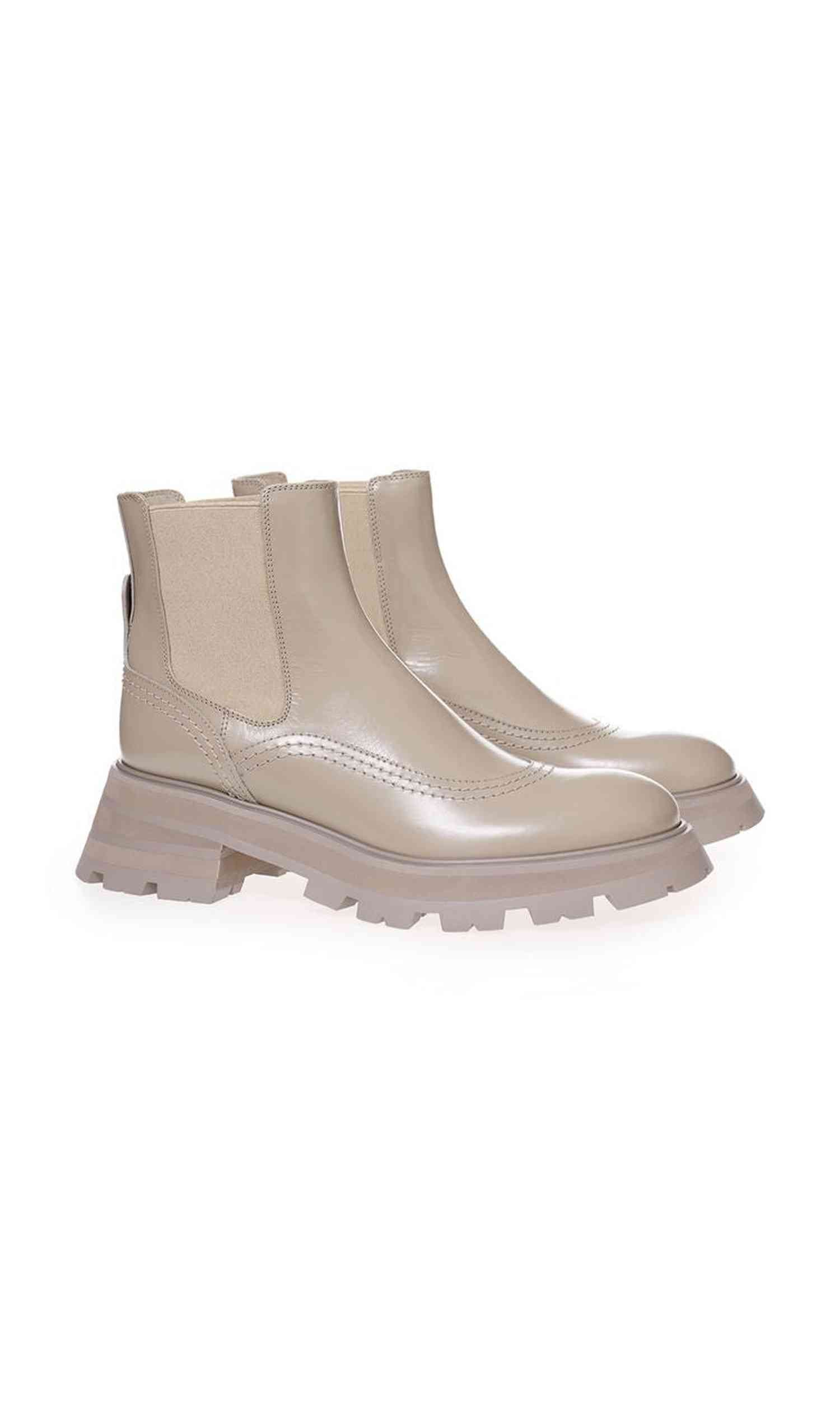 Alexander Mcqueen Gray Leather Chic Boots For Elegant Steps Glam Steals