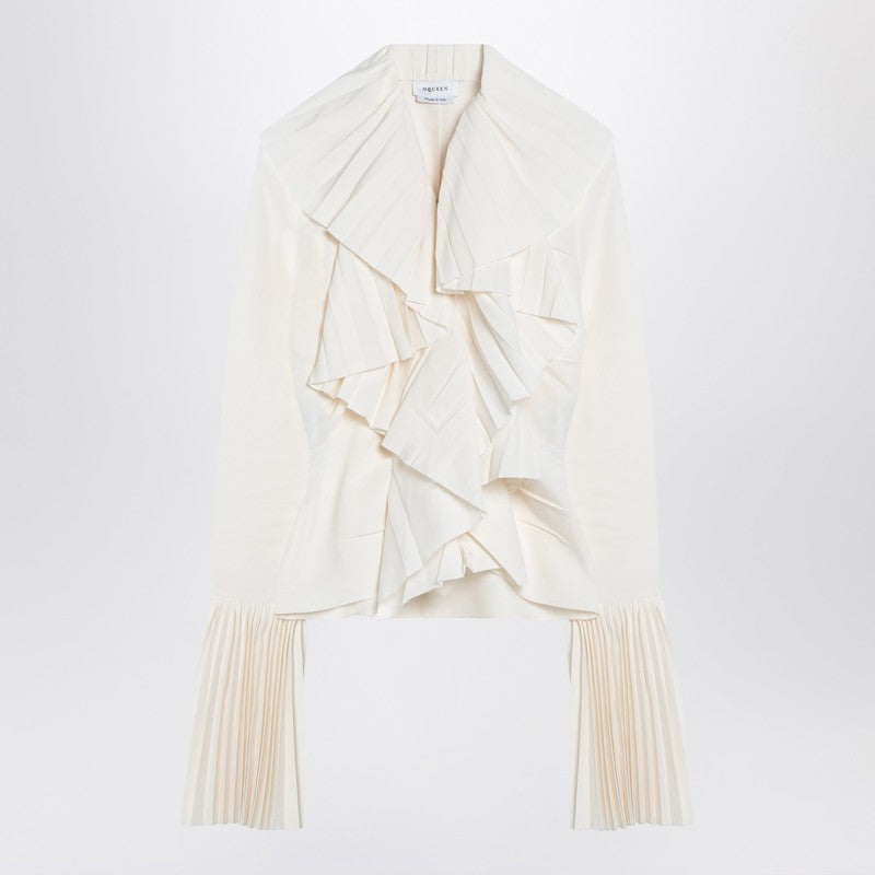 Alexander Mcqueen Ivory Pleated Blouse Glam Steals