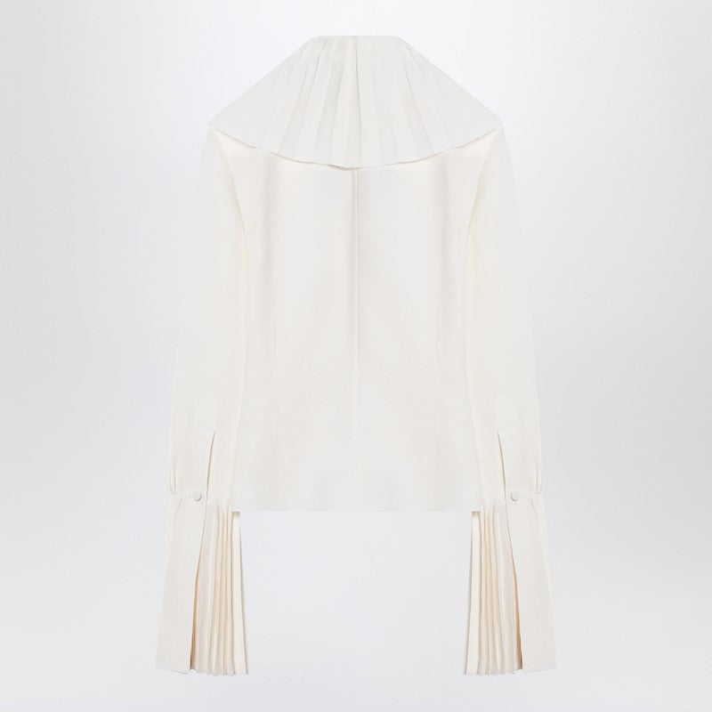 Alexander Mcqueen Ivory Pleated Blouse Glam Steals