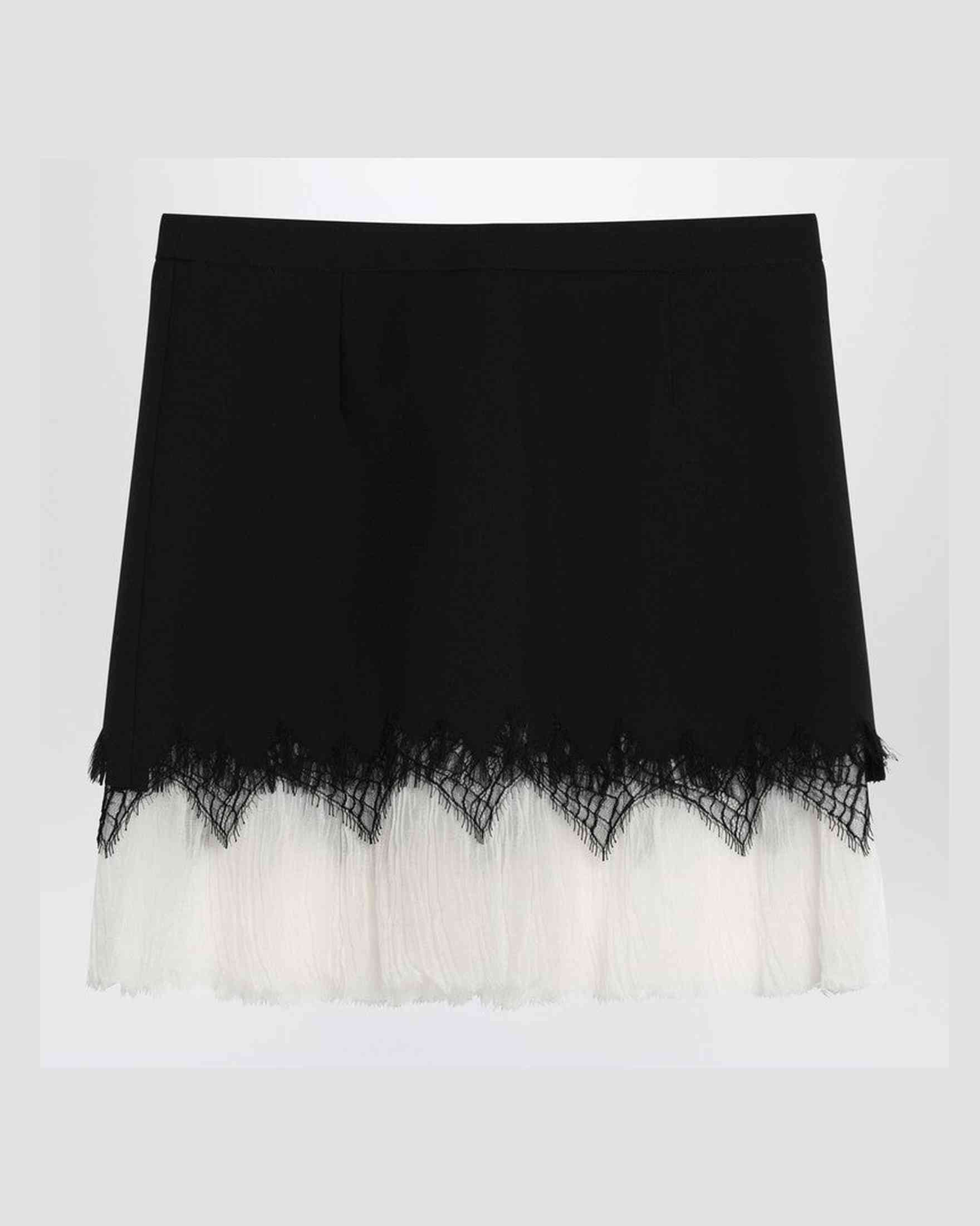 Alexander Mcqueen Lace Mini Skirt with Black/ivory Spider Glam Steals