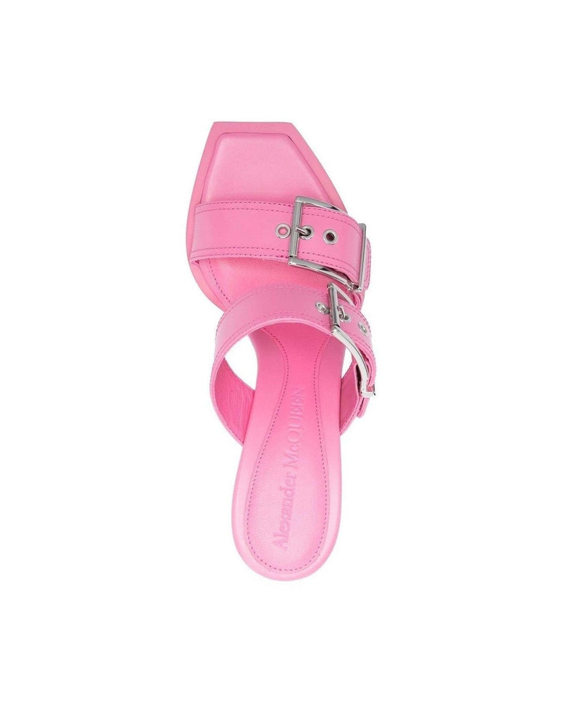 Alexander Mcqueen Leather 100mm Buckle Sandals Glam Steals