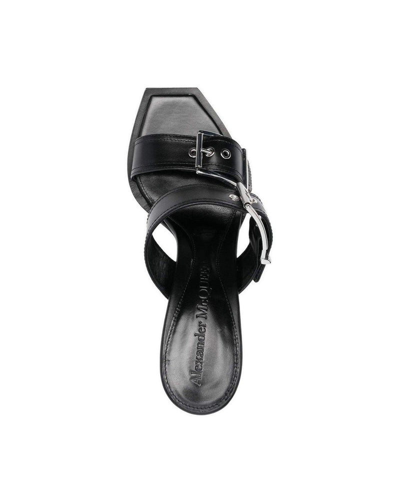 Alexander Mcqueen Leather 100mm Buckled Sandals Heels