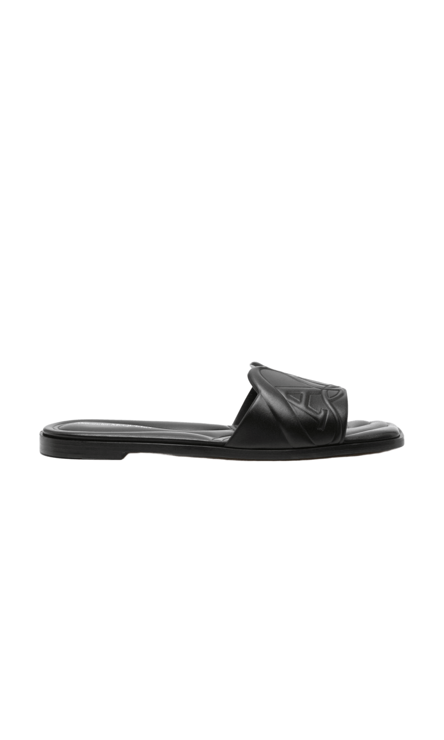 Alexander Mcqueen Leather Logo Embossed Sandals Glam Steals
