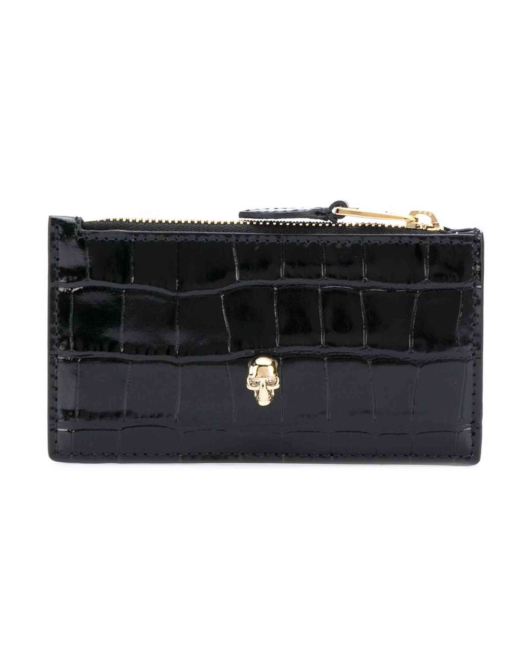 Alexander Mcqueen Leather Skull Zipped Card Case Glam Steals