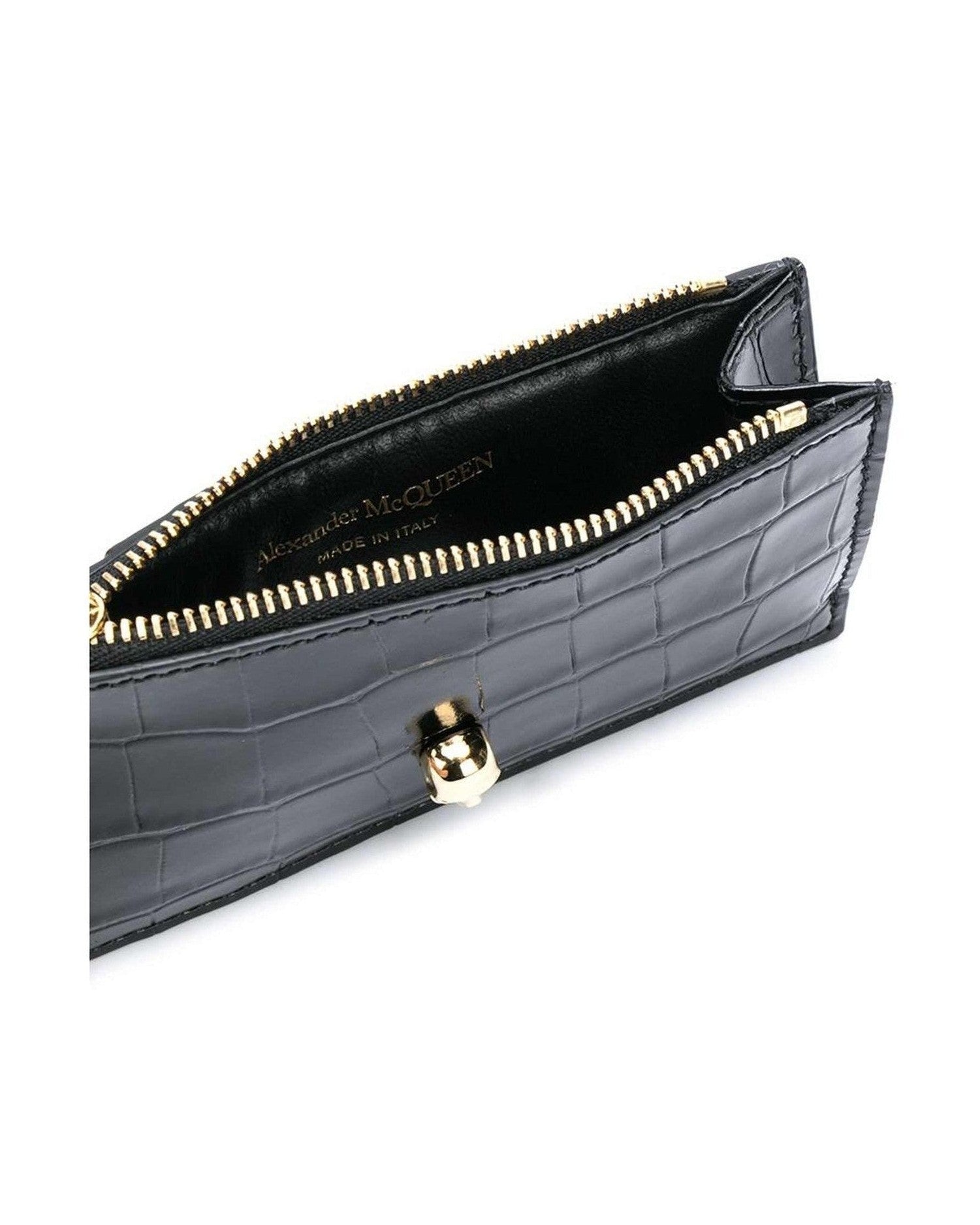 Alexander Mcqueen Leather Skull Zipped Card Case Glam Steals