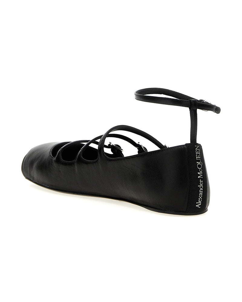 Alexander Mcqueen Leather Strap Ballet Flats Glam Steals
