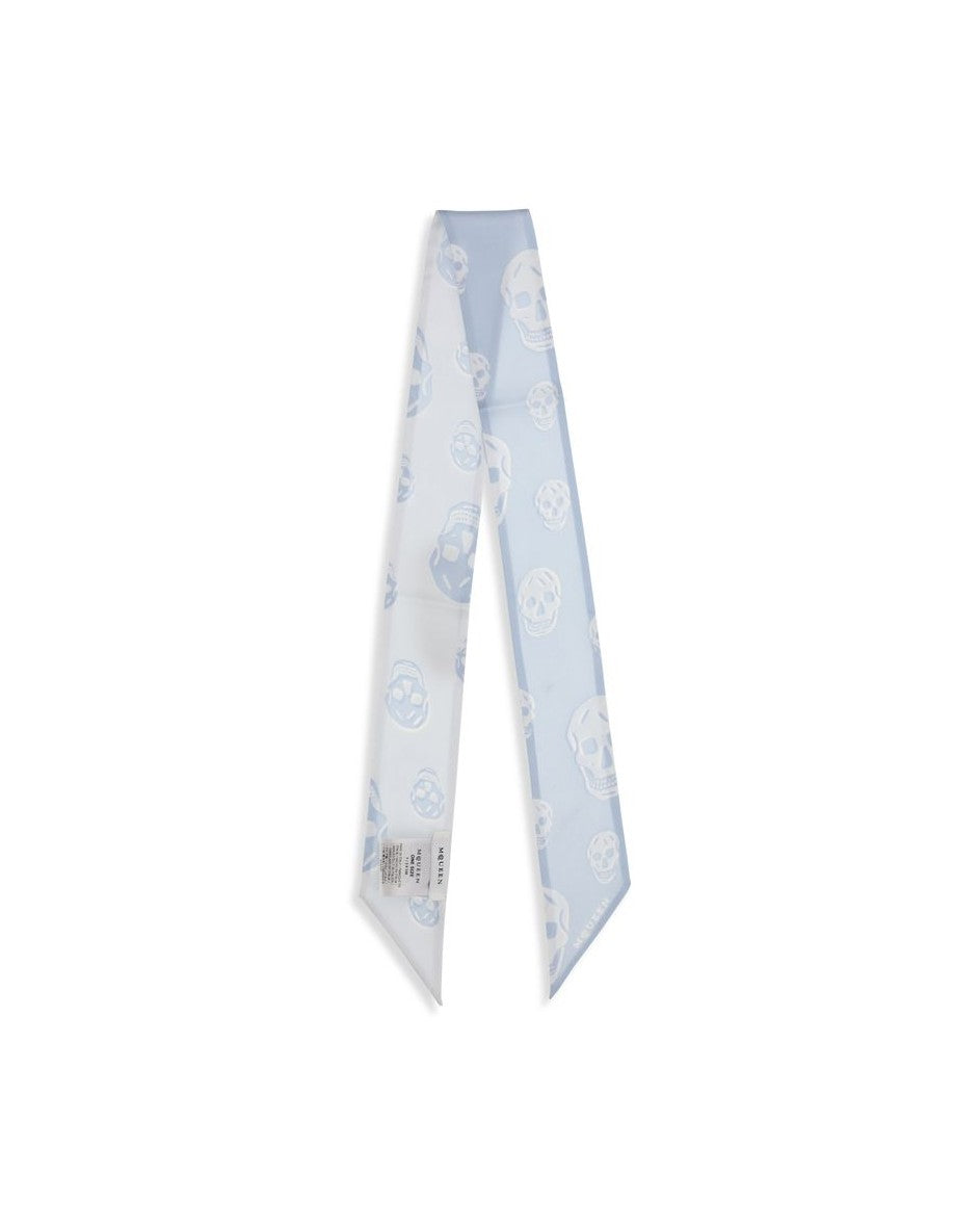Alexander Mcqueen Light Blue Silk Scarf