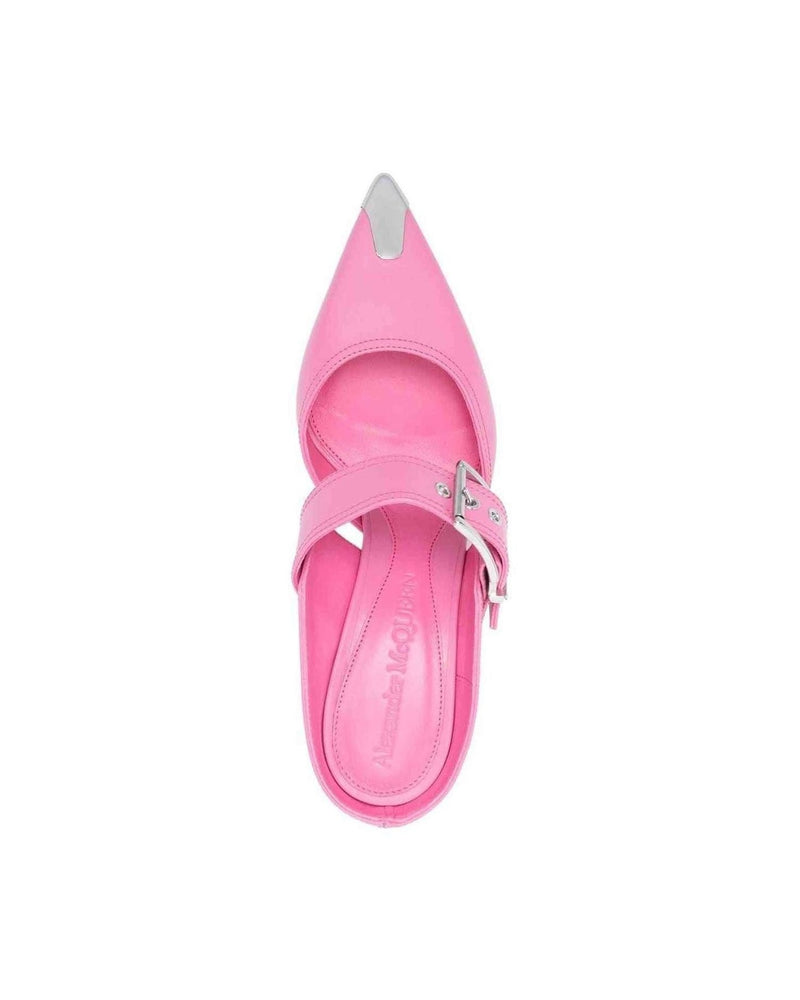 Alexander Mcqueen Metallic 75mm Toe Cap Detail Mules Glam Steals