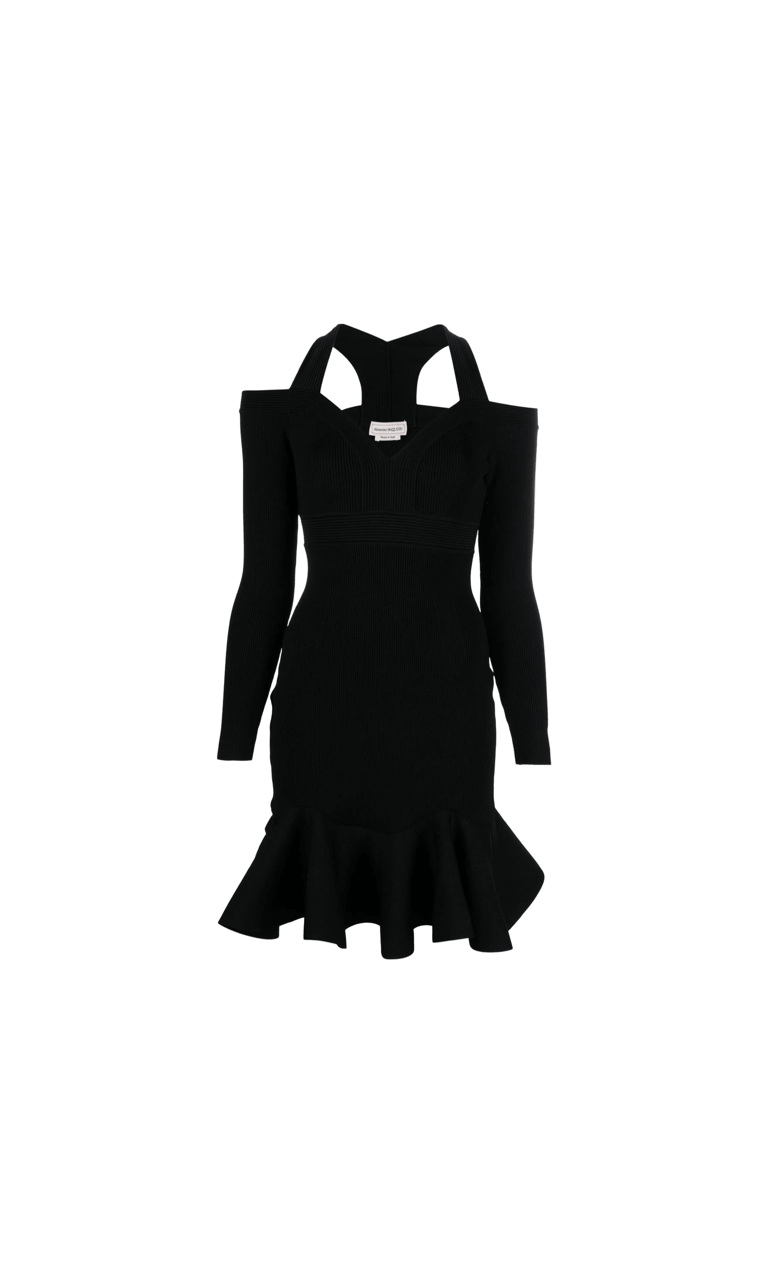 Alexander Mcqueen Short Knitted Dress with V Neck Glam Steals