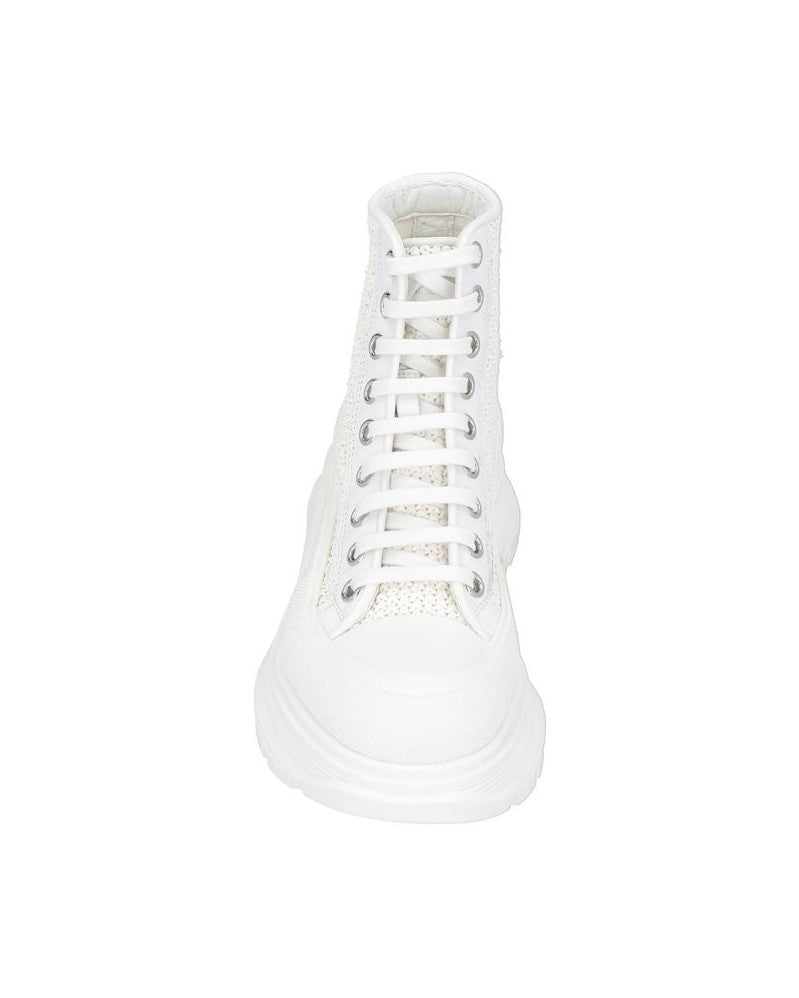 Alexander Mcqueen White Raffia High Top Sneakers Glam Steals