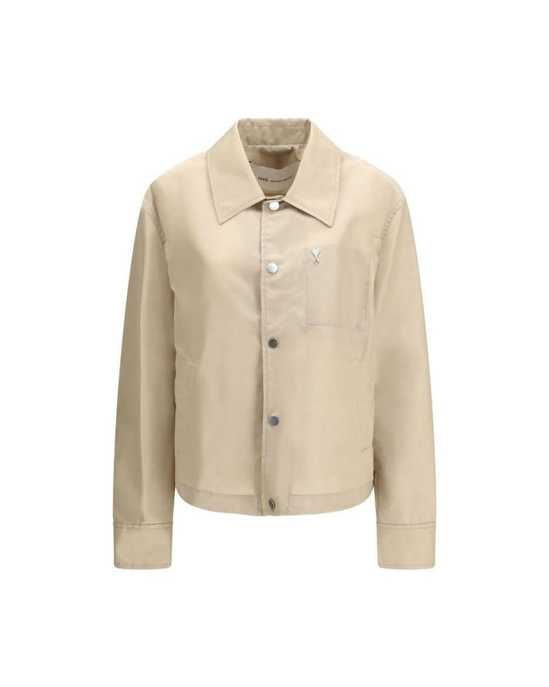 Ami Paris Beige Polyamide Trench Coat 