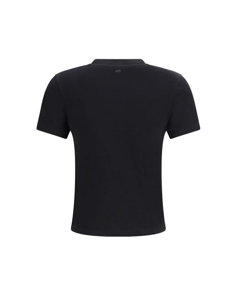 Ami Paris Black Cotton T-shirt Glam Steals
