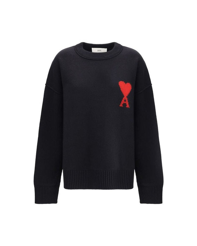 Ami Paris Black Wool Fleece Sweatshirt Glam Steals