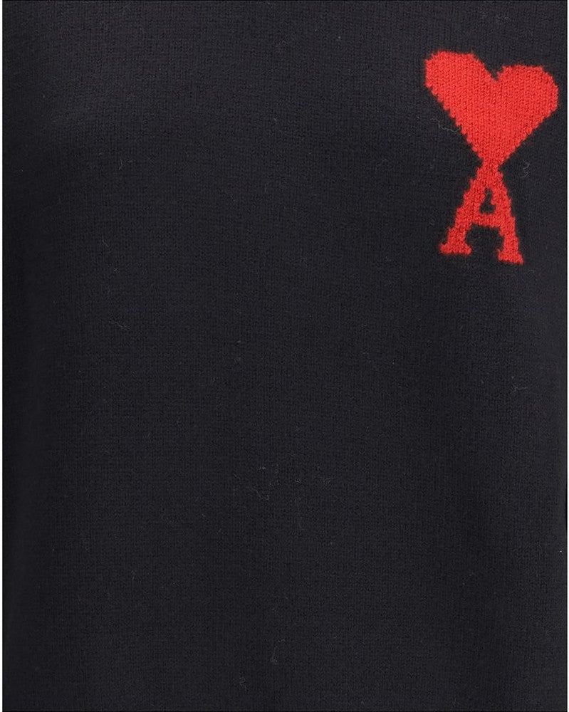 Ami Paris Black Wool Fleece Turtleneck Glam Steals