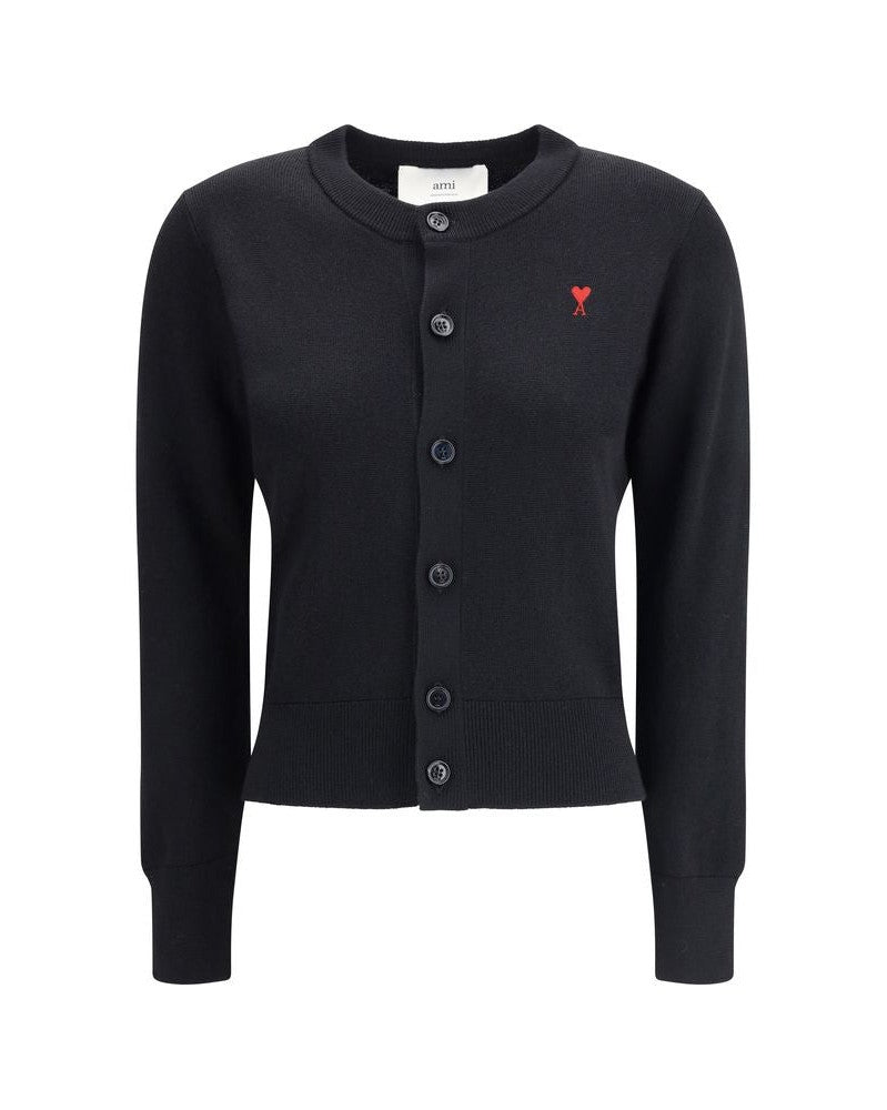 Ami Paris Black Wool Merino Cardigan Glam Steals