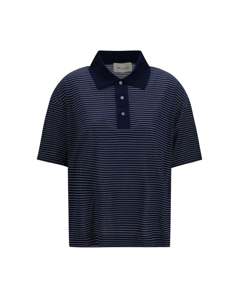 Ami Paris Blue Cotton Polo Shirt Glam Steals