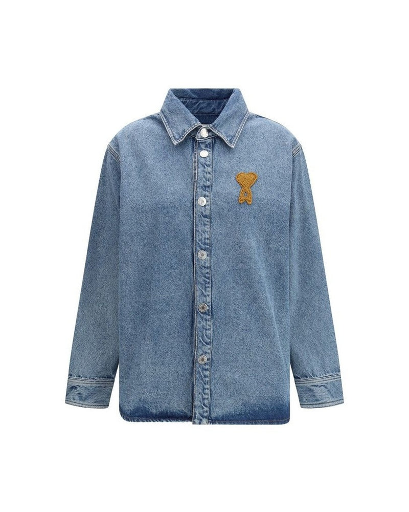 Ami Paris Blue Denim Shirt Glam Steals