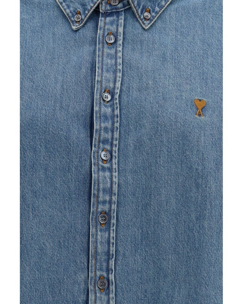 Ami Paris Blue Denim Shirt Glam Steals