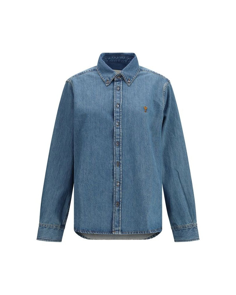 Ami Paris Blue Denim Shirt Glam Steals