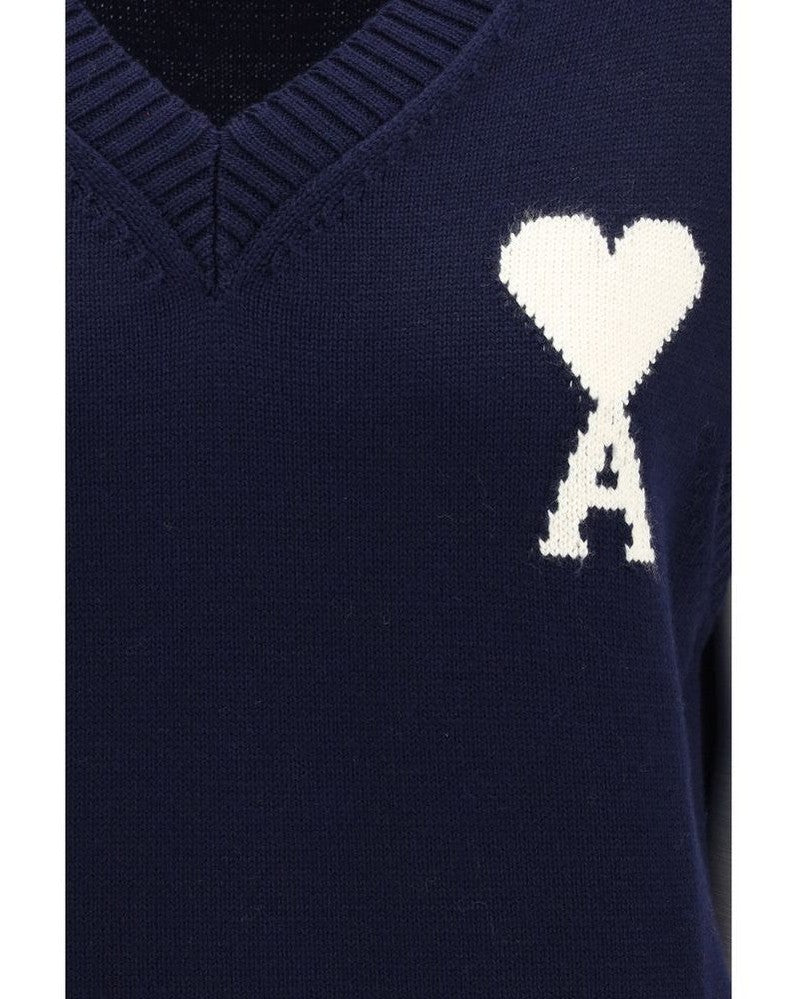 Ami Paris Blue Wool Fleece Sweatshirt Glam Steals