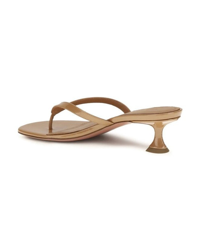 Amina Muaddi Beige Flat Sandals 