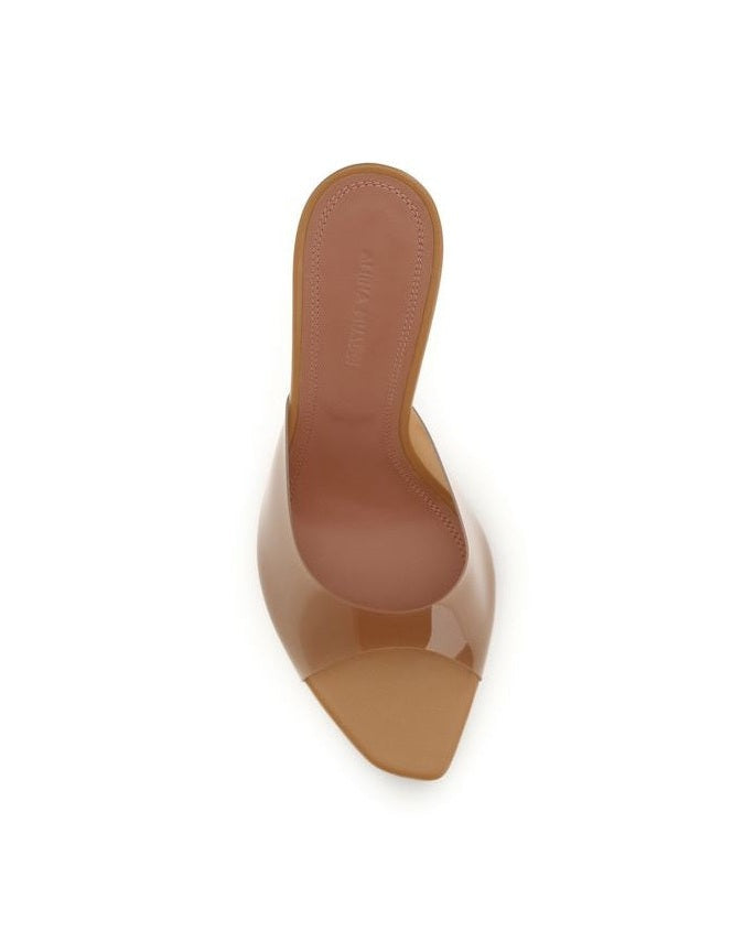 Amina Muaddi Beige Pvc Stiletto Heel Sandals Glam Steals