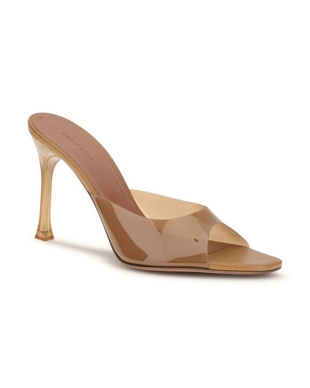 Amina Muaddi Beige Pvc Stiletto Heel Sandals Glam Steals