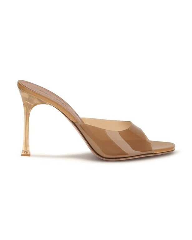 Amina Muaddi Beige Pvc Stiletto Heel Sandals Glam Steals