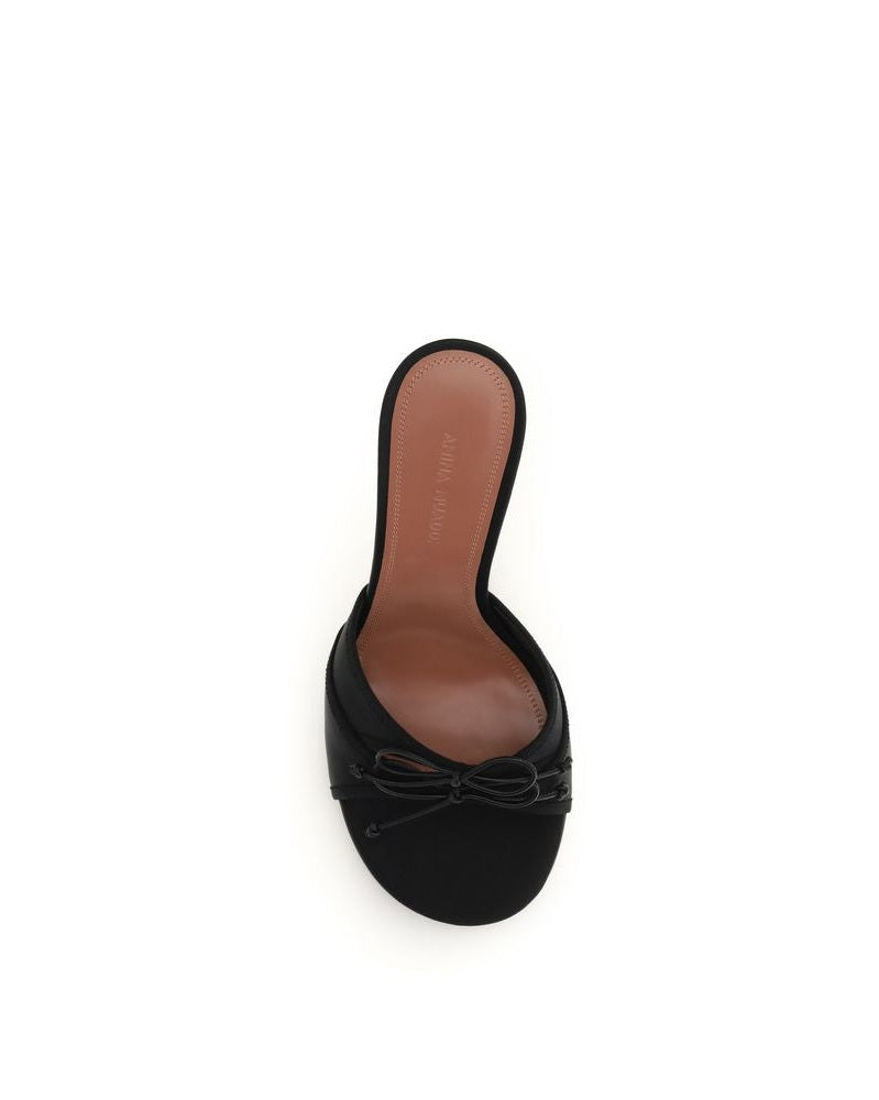 Amina Muaddi Black Calf Leather Bos Taurus Heels 