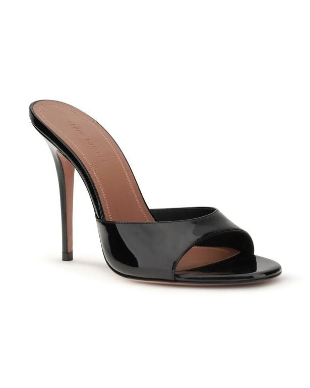 Amina Muaddi Black Calf Leather Bos Taurus Stiletto Heel Glam Steals