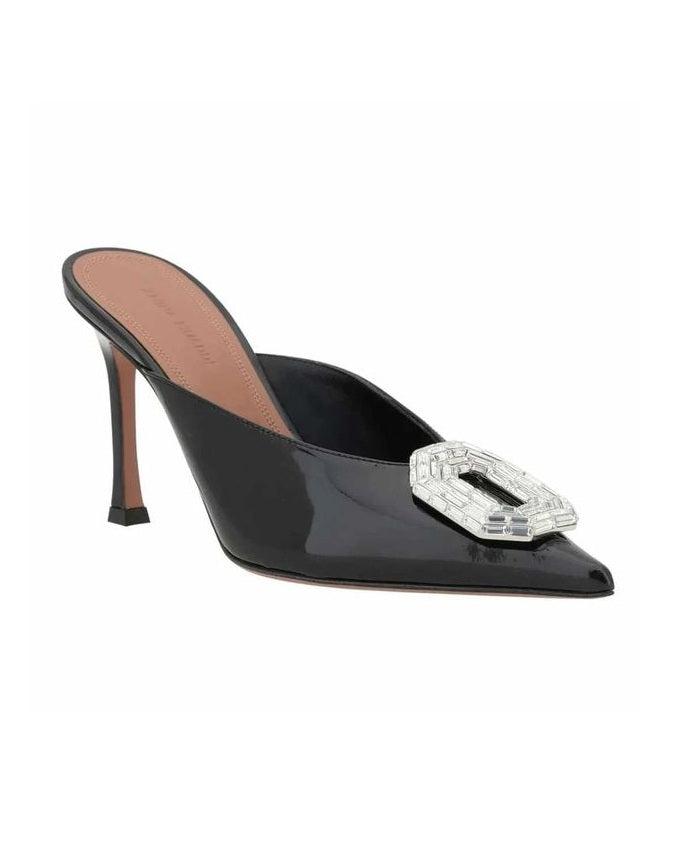 Amina Muaddi Black Leather Mules Glam Steals