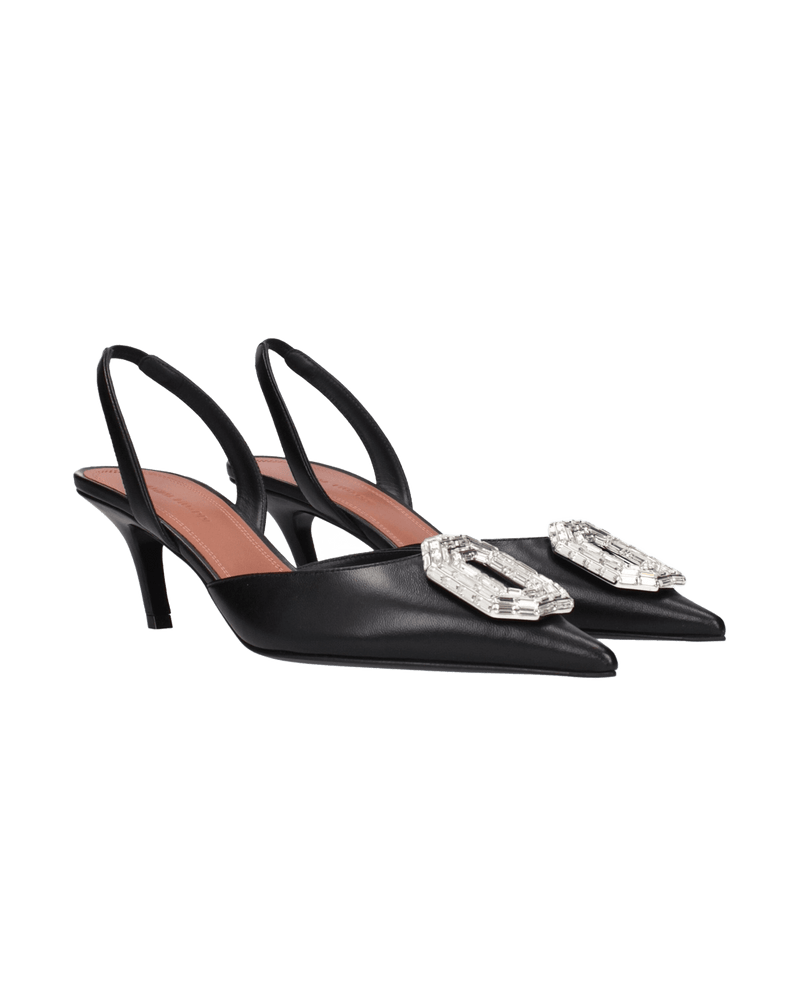 Amina Muaddi Black Leather Pumps Glam Steals