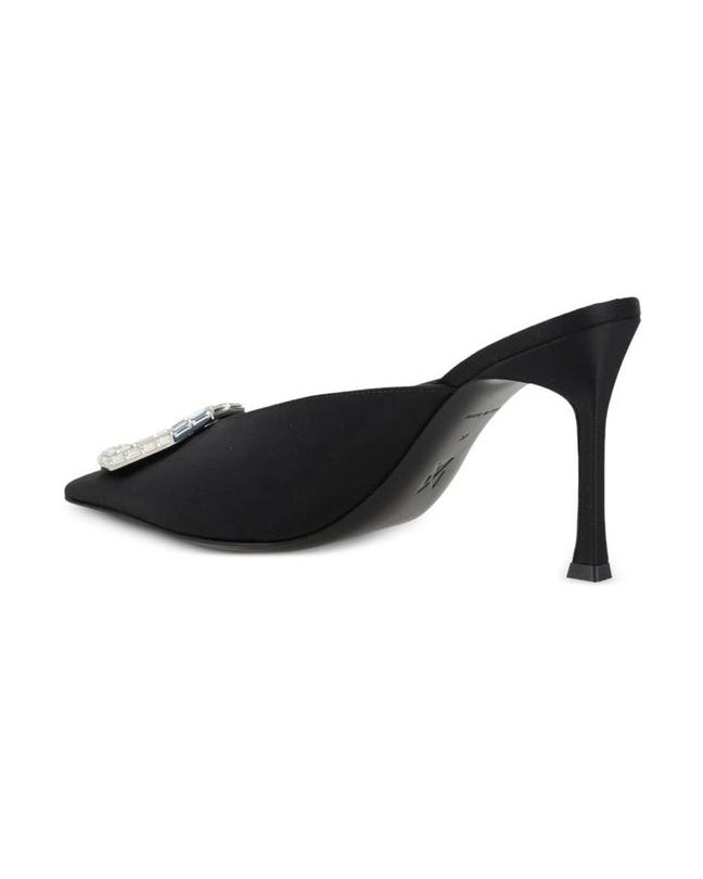 Amina Muaddi Black Silk Mules Glam Steals