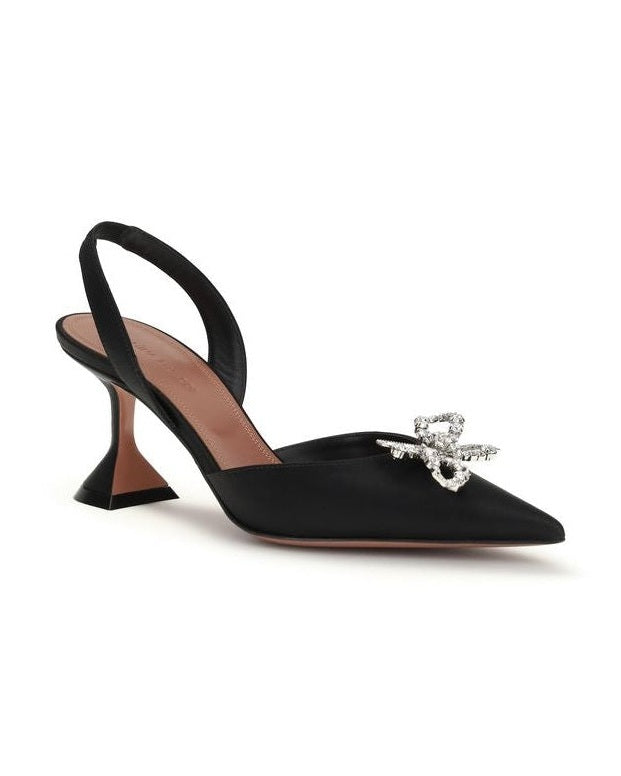 Amina Muaddi Black Silk Pumps Glam Steals