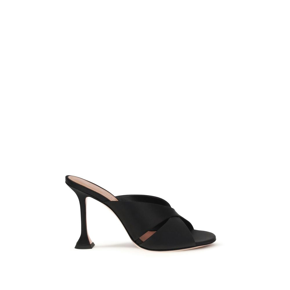 Amina Muaddi Black Silk Sandals