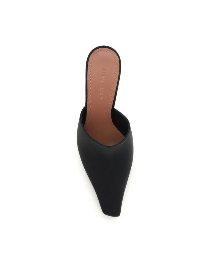 Amina Muaddi Black Silk Sandals 