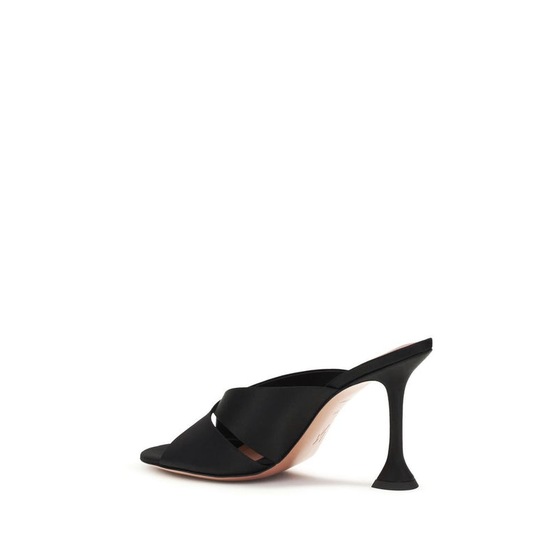 Amina Muaddi Black Silk Sandals Glam Steals