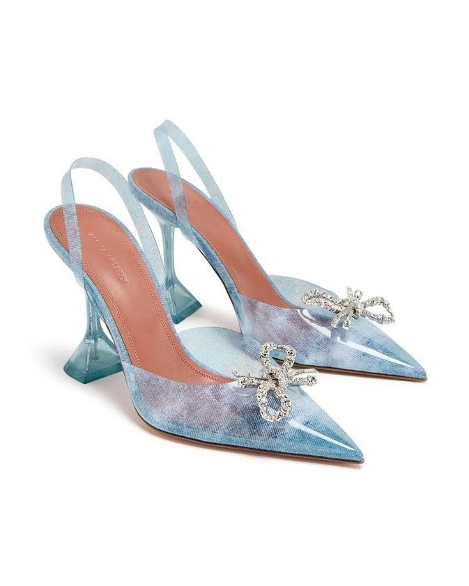 Amina Muaddi Blue Plexiglass High Heel Pumps Glam Steals