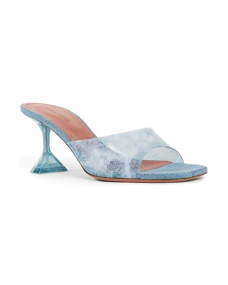 Amina Muaddi Blue Pvc Mules Glam Steals