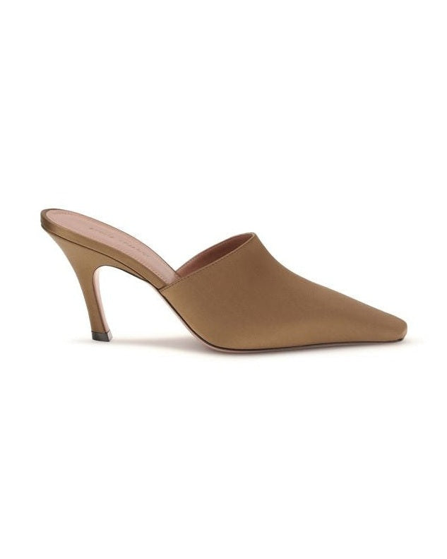 Amina Muaddi Brown Silk Sandals 