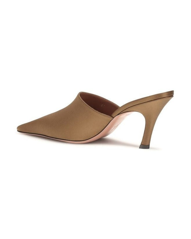 Amina Muaddi Brown Silk Sandals 