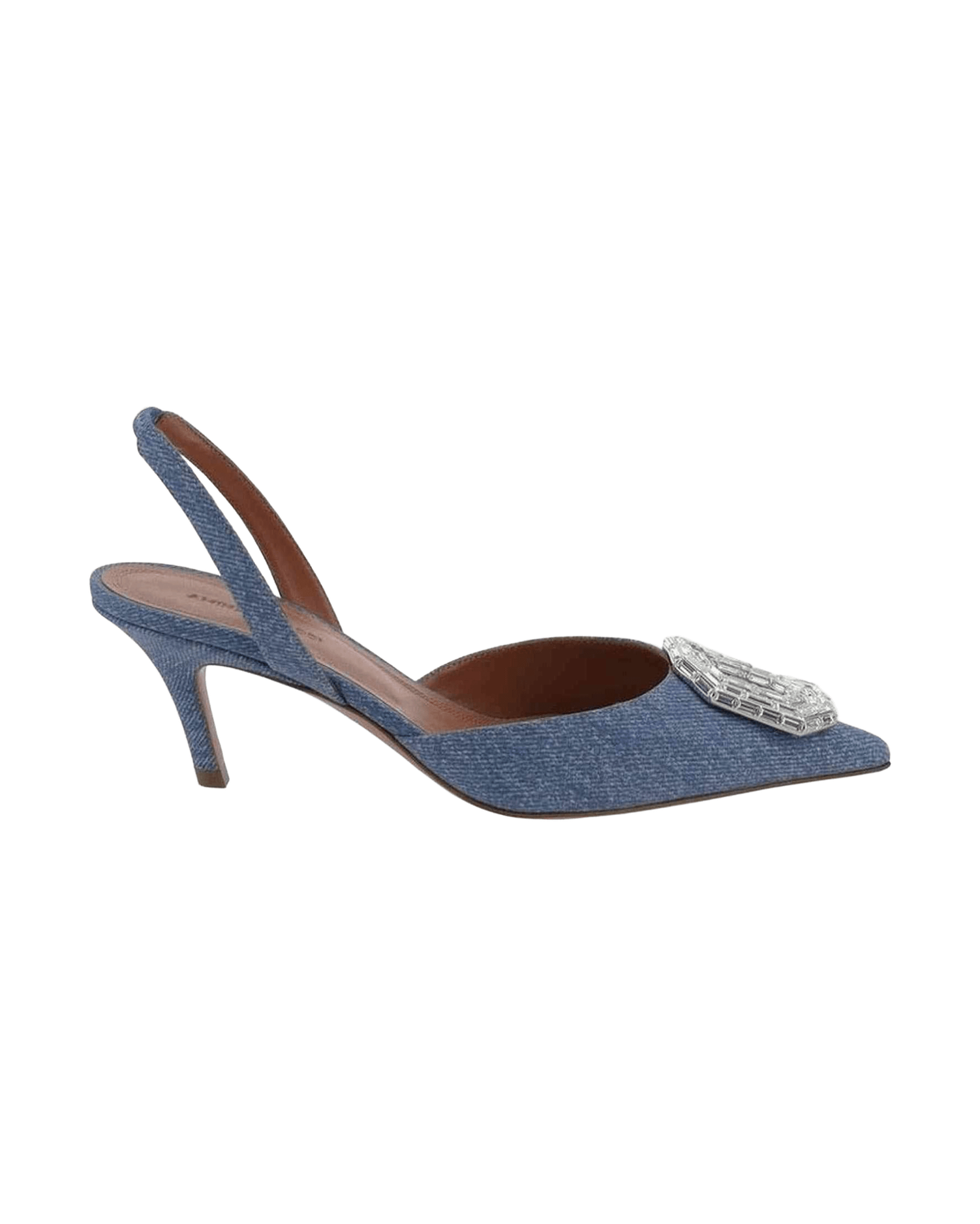 Amina Muaddi Denim Camelia Sling 60 Printed Pumps Glam Steals
