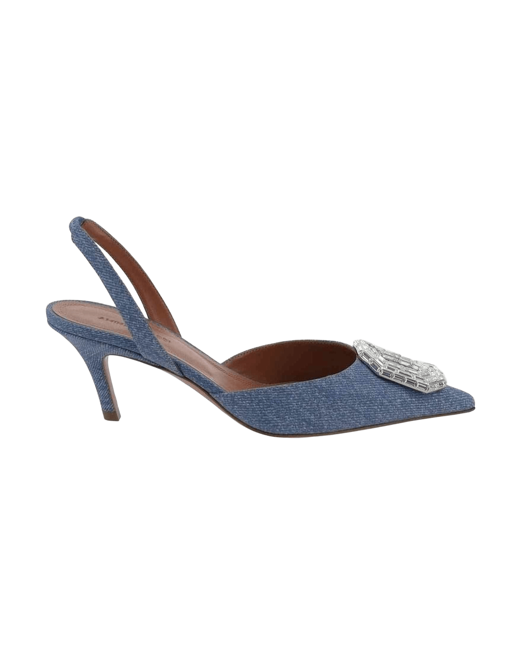 Amina Muaddi Denim Camelia Sling 60 Printed Pumps Glam Steals