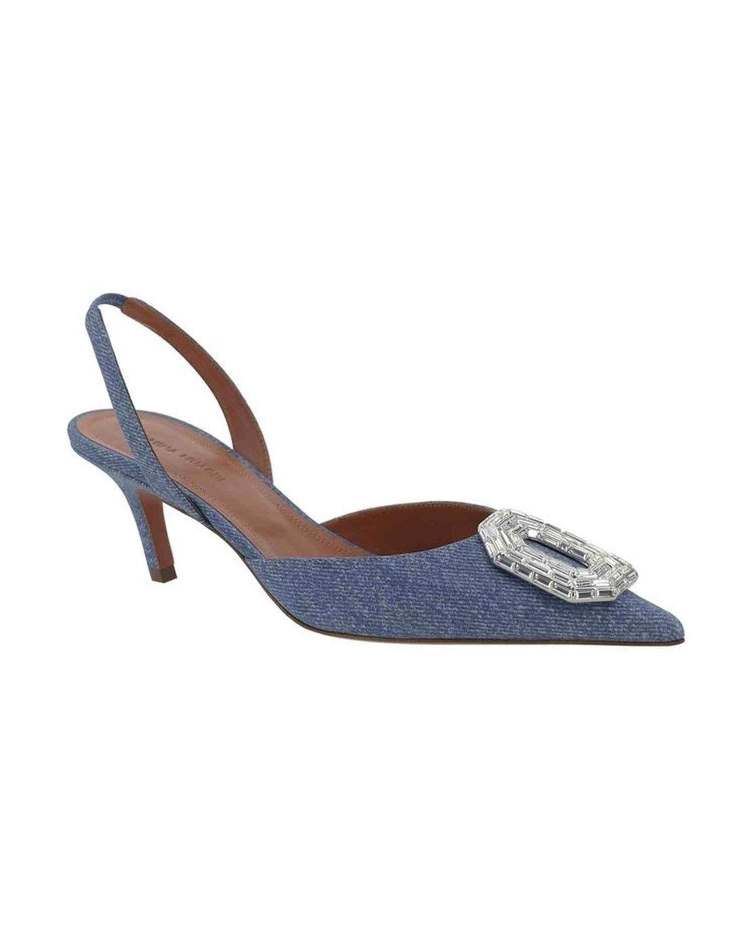 Amina Muaddi Denim Camelia Sling 60 Printed Pumps Glam Steals